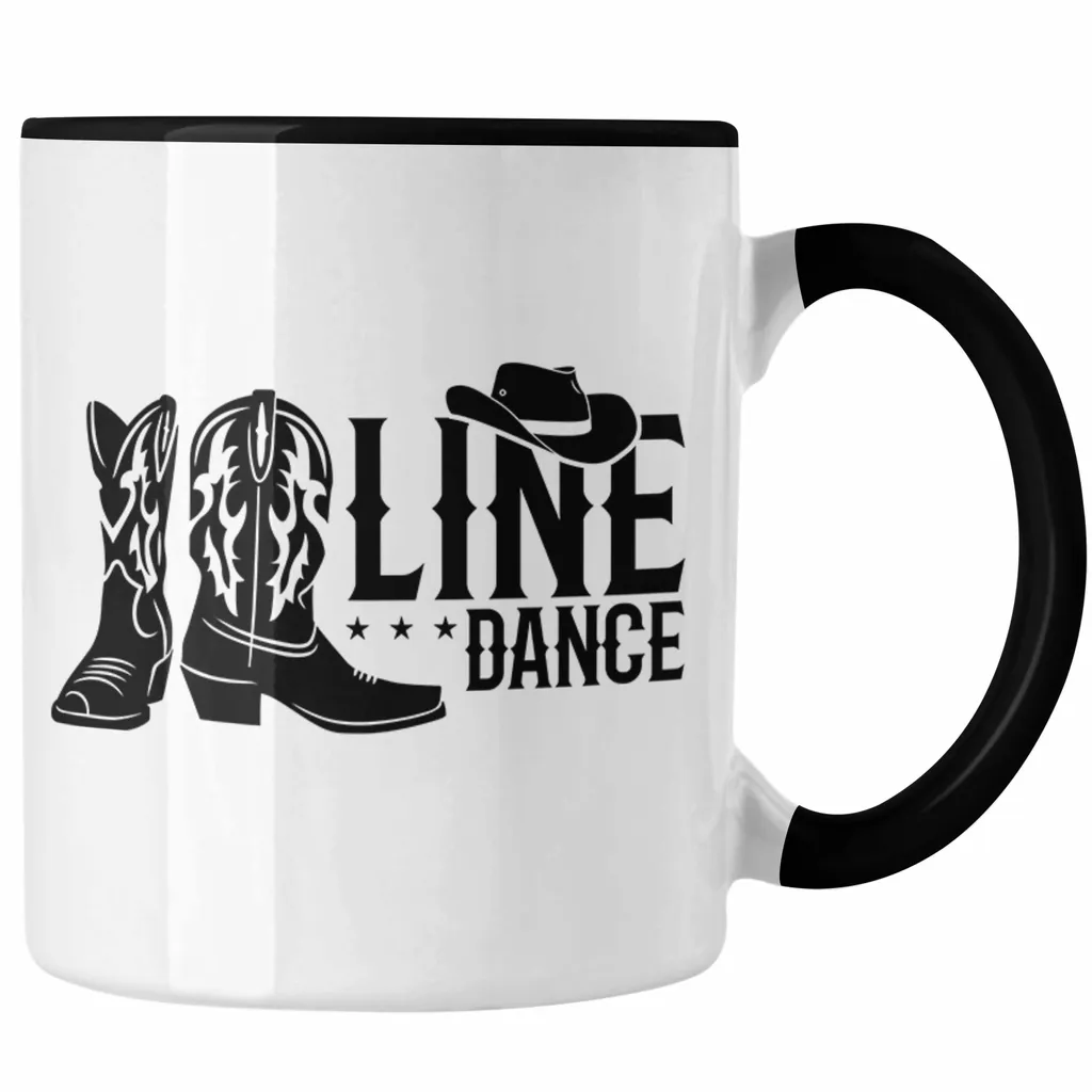 Trendation - Line Dance Tasse Geschenk Spruch Linedance Kafffeetasse Spruch (Schwarz)